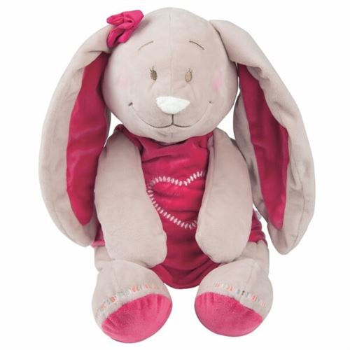 Noukies peluche framboise/grege/blanc motif pili 25 cm