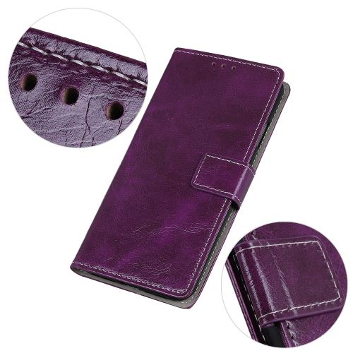 Etui en PU crazy horse avec support violet pour votre Samsung Galaxy M20