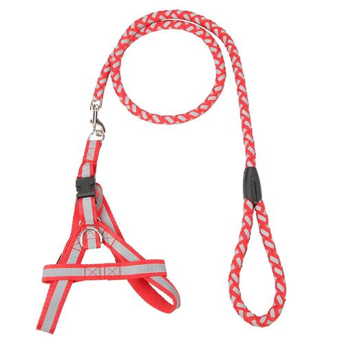 Comparer les prix de Corde de traction réglable pour chien réfléchissant la lumière en nylon sur la sangle de poitrine (rouge)