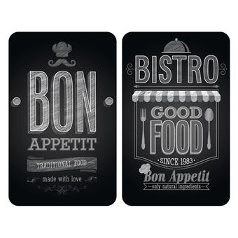 Wenko - 2 Couvre-plaques universel Bistrot - 30 x 52 cm - Noir - 1