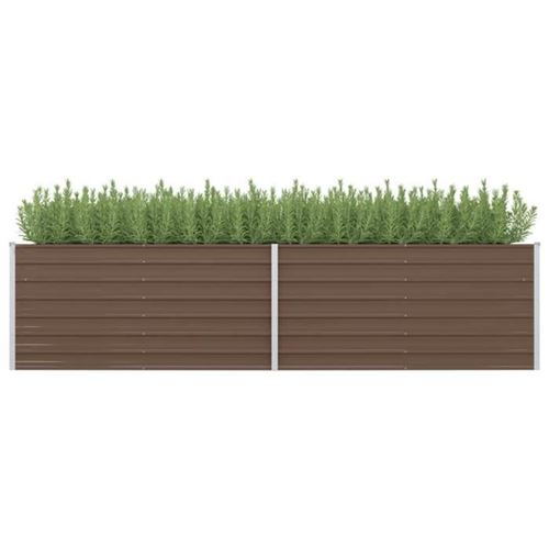 VIDAXL - Carré potager surélevé - Acier galvanisé - 320x80x77 cm - Marron - Image 3