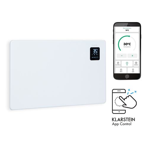 Klarstein Bansin Smart 1500 - Radiateur à convection connecté 1500W , pour 30 m² , thermostat, contrôle par application - Blanc
