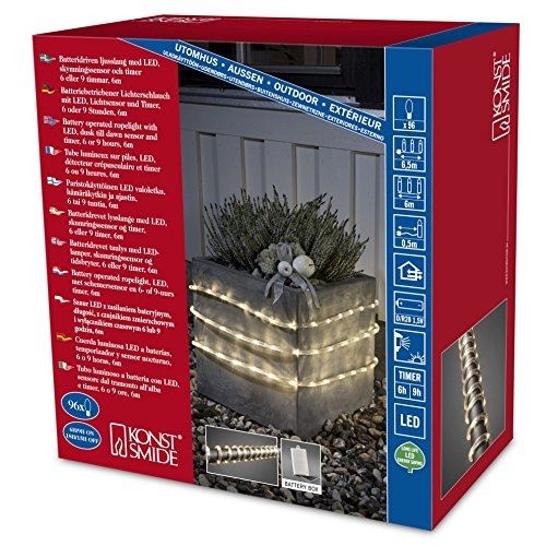 Konstsmide 3744-100 tube lumineux extérieur sur pile 96 led blanc chaud
