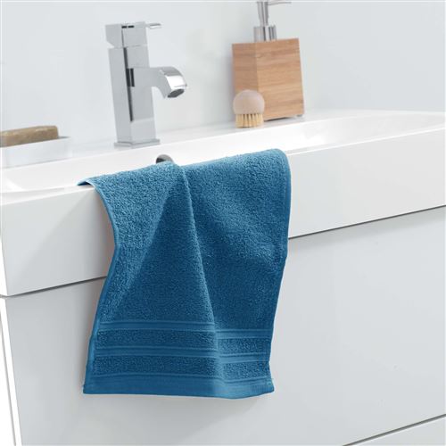Serviette invite 30 x 50 cm eponge unie vitamine Petrole