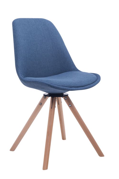 Chaise de salle à manger Troyes Pivotante Tissu Pieds Rond , Bleu/Bois de chêne Nature