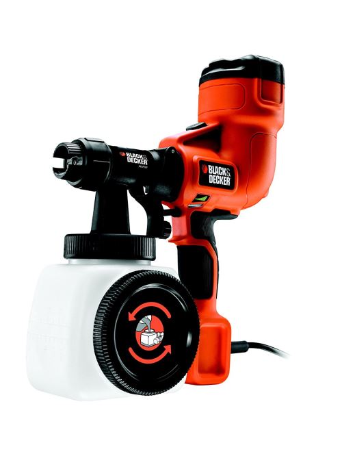 BLACK+DECKER HVLP200 Pistolet à peinture basse pression 400W - Débit : 120g/min - Viscosité max : 120 DIN/sec - Contenance du godet : 1,2 L - Buse crantée - Orientation du jet facilitée - Indicateur de niveau