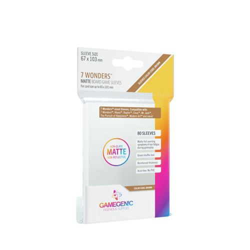 Gamegenic : Sachet de 80 protège-cartes mate - 6,7 x 10,3 cm - 7 Wonders brown