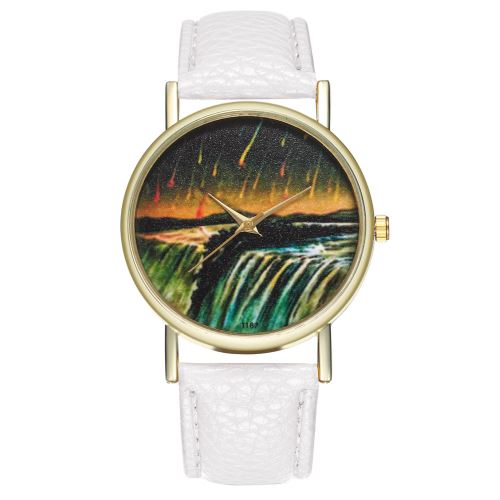 Antique Meteor Rain Illustration Montre Asteroid Canvas Strap Watch Mme Montre Homme Montre à Quartz T187-Ablanc