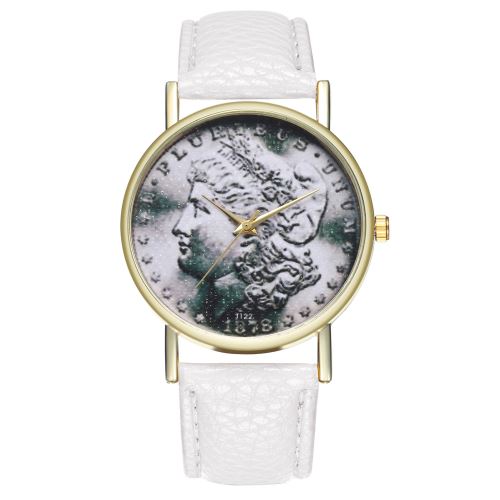 Nouvelle montre de mode étudiante version coréenne de bracelet en cuir véritable montre dames montre à quartz cadeau table cadeau T122-Ablanc