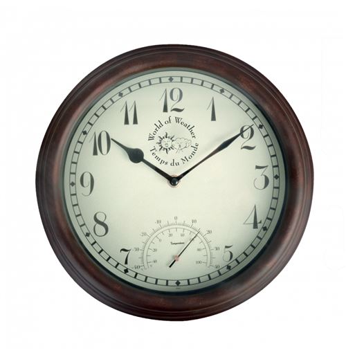 Esschert Design Horloge de station avec thermomètre 30,5 cm TF007