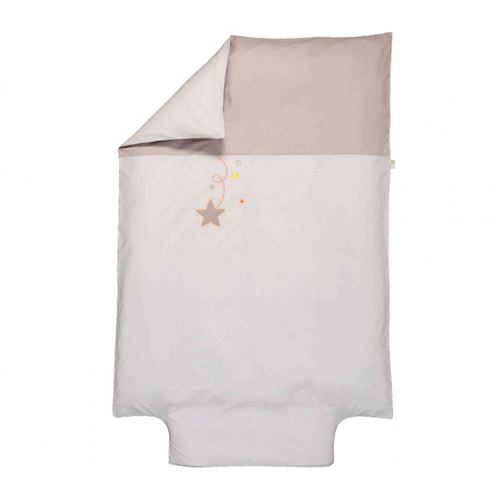 Housse de couette P'tit Basile 100x140 cm Pluie d'étoiles Gris perle