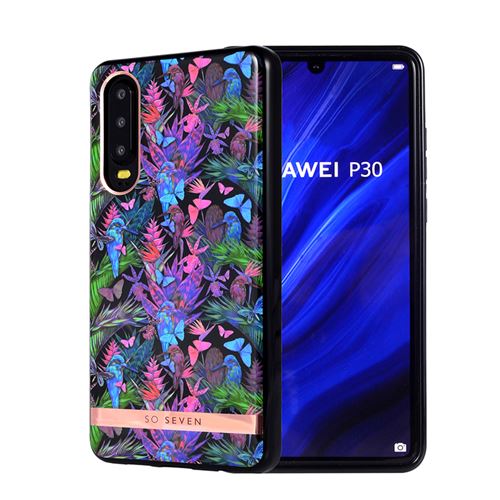 So Seven - Coque Phuket tropicale PAPILLON NOIR: HUAWEI P30