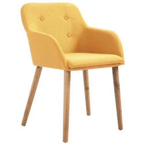 vidaXL Eetkamerstoelen 2 st stof en massief eikenhout geel