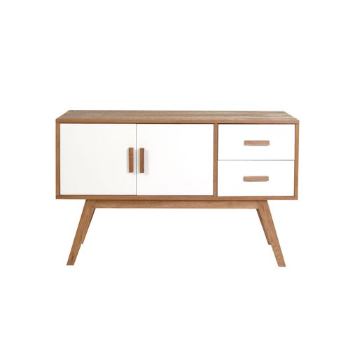 Buffet bois naturel et blanc 2 portes 2 tiroirs HELIA