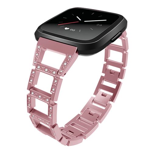 Bracelet en acier inoxydable brillant pour Fitbit Versa 3 / Sense - Rose