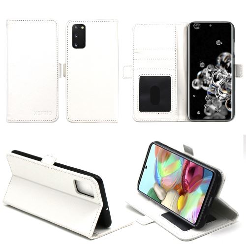 Etui blanc pour Samsung Galaxy S20 Protection Housse Portefeuille blanche à Rabat avec Porte Cartes