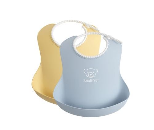 Babybjorn - Bavoir, lot de 2, Jaune pastel/Bleu pastel