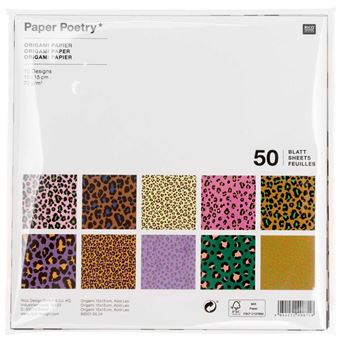 Papier Origami Rico Design - Motifs Léopard Fluo - 15 x 15 cm - 50 feuilles - 1