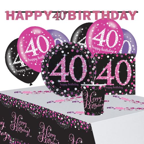 Amscan pack de fête pour le 40e anniversaire des femmes rose/noir 41 pièces