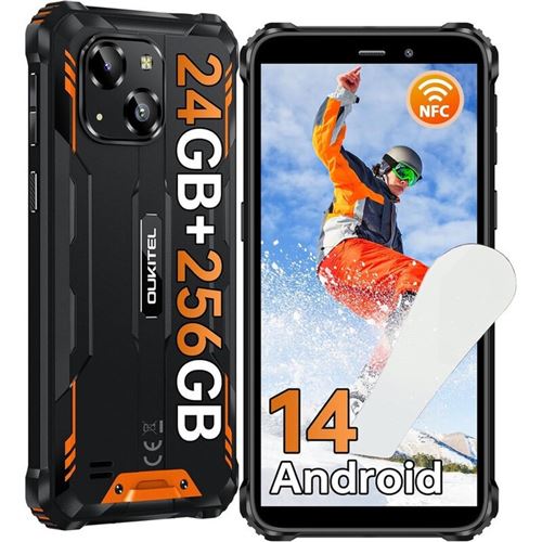 Téléphone portable OUKITEL WP32 Pro,Android 14,double SIM,256 Go ROM,1 To,24(6+18)Go RAM,6300mAh Smartphone,NFC,portefeuille
