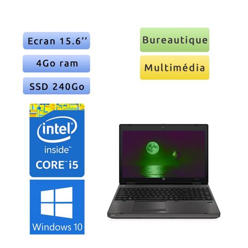 PC Portable HP Windows 10 - i5 4Gb 240Gb SSD 15.6 - Ordinateur Noir
