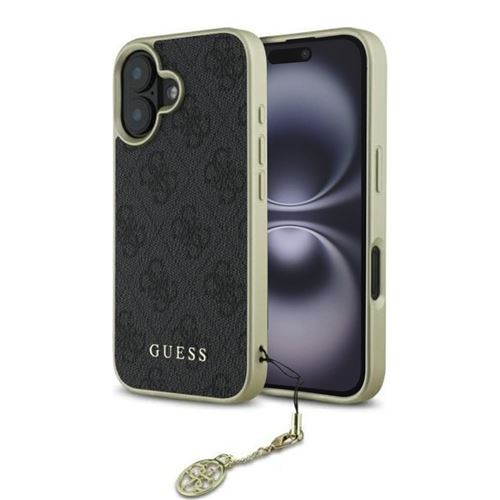 Coque pour iPhone 16 - Guess Hardcase 4G Charms Collection (GUHCP16SGF4GGR) - Noir