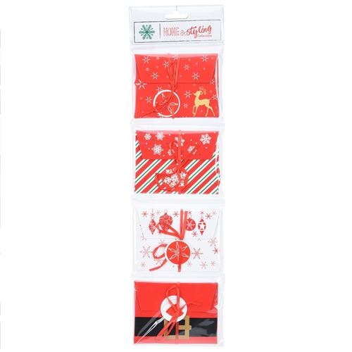 4 boîtes cartes-cadeaux carton ruban 8x11cm - CAA718460