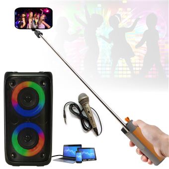 Enceintes, baffle et amplis DJ Party Light & Sound Pack Karaoké enceinte  Nomade Bluetooth USB 300W PARTY-8LED Micro Tuner - Enceinte portable  LEO-250 Enfant Bluetooth USB