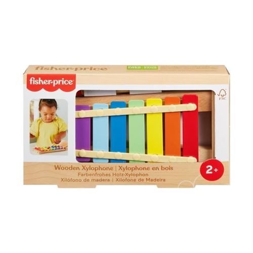 Fisher-Price-Xylophone En Bois, Instrument De Musique Avec 2 Pieces Hxv13