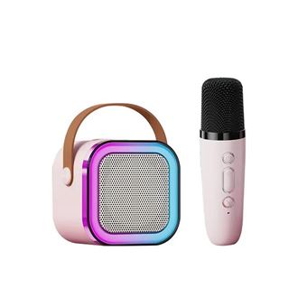 Mini Enceinte Bluetooth Portable Karaoke Sans Fil Avec Microphone Intégré Rose YONIS - 1
