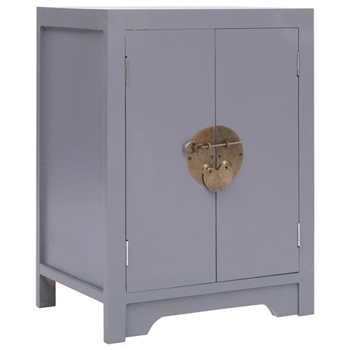 vidaXL Table de chevet Gris 38x28x52 cm Bois de Paulownia