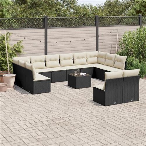 Vidaxl Noir Salon De Jardin Modulable Rotin 13 Pieces 12 Personnes - Image 2