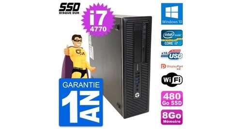 PC De Bureau HP PC HP Prodesk 600 G1 Sff Intel Core i7-4770 Ram 8Go SSD 480Go Windows 10 WiFi