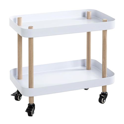 Desserte de Cuisine 2 Niveaux "Yumi" 47cm Blanc