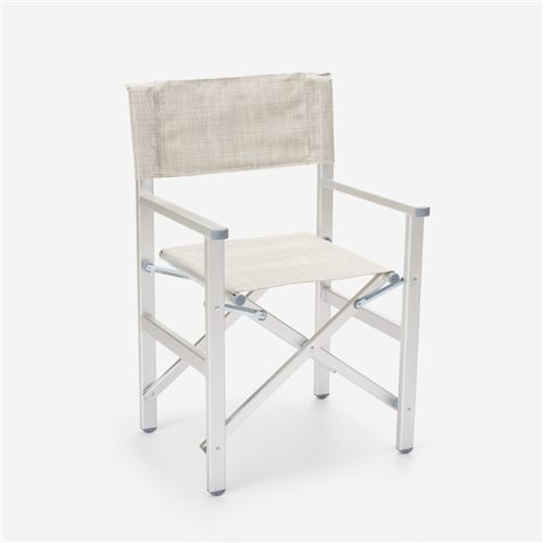 Chaise de plage pliante portable en aluminium textilène Regista Gold Blanc