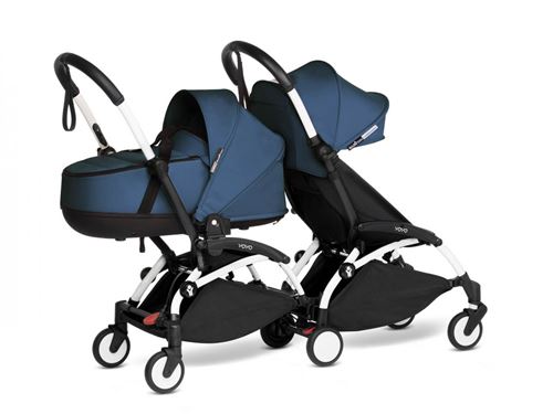 Babyzen - Poussette double YOYO 2 cadres blanc nacelle et 6+ bleu air france