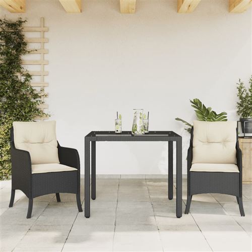 Non Communiqué Noir Vidaxl 3-Delige Tuinset Met Kussens Poly Rattan Zwart3211842