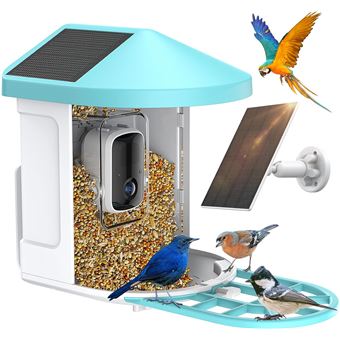 Mangeoire Oiseaux Extérieur Intelligente Avec Caméra 2K – AI Reconnaissance 10 000 Espèces, Solaire, WiFi, Réservoir 1,8 L - 3