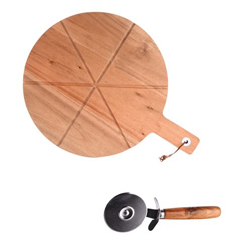 Non Communiqué Marron Coffret Pizza 2 Pièces (Plat + Roulette) - Table Passion