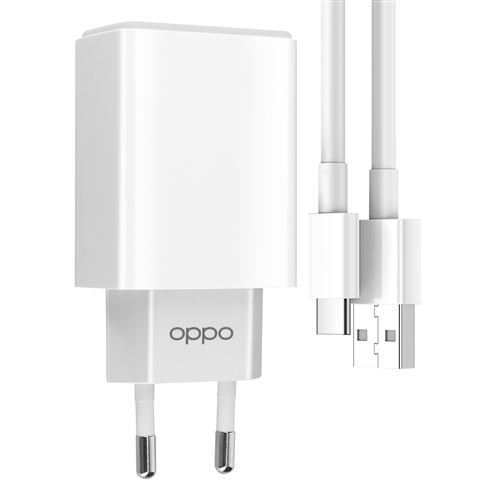 Chargeur secteur USB SuperVOOC 65W, Produit officiel Oppo - Blanc
