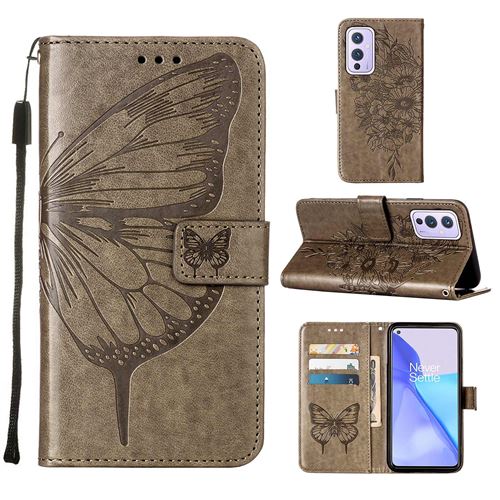 MPFRANCE Housse pour OnePlus 9 Gris [Papillon V3]