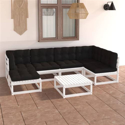 Non Communiqué Gris Salon De Jardin Modulable Vidaxl Bois Massif 7 Pieces 70.0 X 70 X 30 7 Personnes