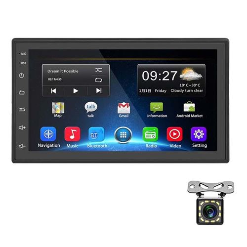 Autoradio Android 7 Pouces GPS Bluetooth Écran HD WiFi Caméra 12 Lumières YONIS