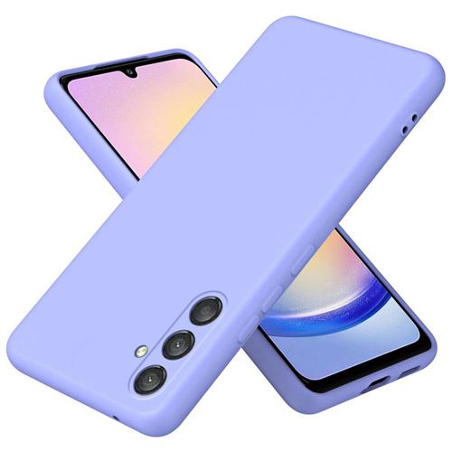 Coque pour Samsung Galaxy A24 4G / A25 5G - housse etui silicone gel fine + verre trempe - MAUVE - htdmobiles