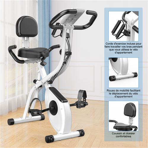 Vélo d'appartement pliant BIGZZIA, Roue d'inertie de 2,5 kg, avec