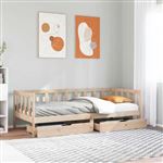 VidaXL Lit Coulissant Canapé-lit En Pin Massif – 2x (90x200) Cm – Avec Tiroirs – Bois Naturel (non Traité)