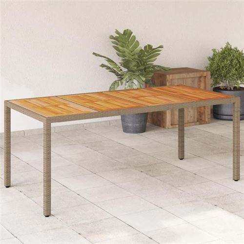 Vidaxl Beige Table De Jardin - Acacia Et Résine Tressée - Image 3