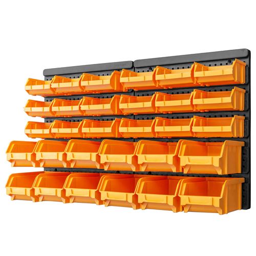 vidaXL Kit de bacs de stockage et panneaux muraux 32 pcs Jaune et noir