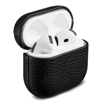 Accezz Coque en cuir véritable pour   Airpods 4 - Noir - 1