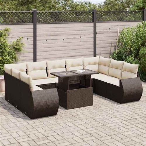 Non Communiqué Marron Salon De Jardin Modulable Vidaxl Resine 10 Pieces
